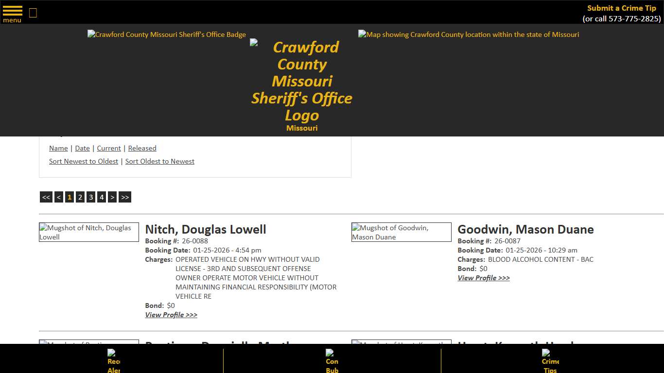Inmate Roster - Current Inmates Booking Date Descending - Crawford County Sheriff MO