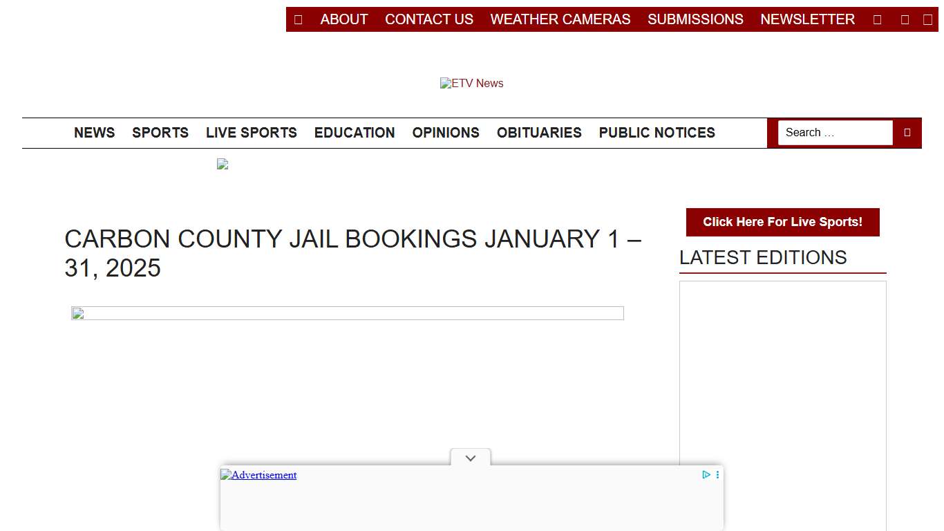Carbon County Jail Bookings January 1 – 31, 2025 - ETV News